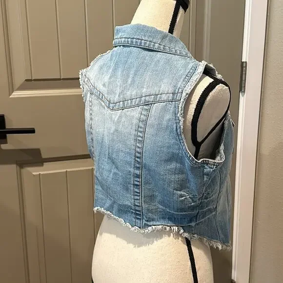 LOVE CULTURE Denim Vest Sz M - Picture 3 of 10